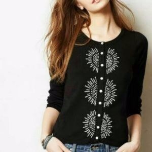 Anthropologie HRW Monogram French Knot Cardigan